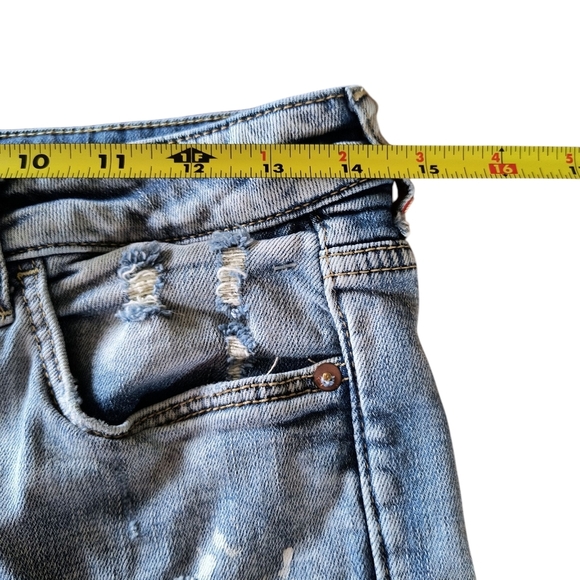 Anthropologie Pilcro Button Fly Faded Blue Denim Shortie Shorts Size 27 - Picture 5 of 11